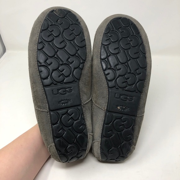 UGG Ascot Slipper Mens 9 Charcoal Grey Suede Shearling‎ Lined Comfort Cozy main image 5